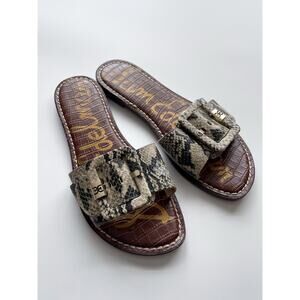 Sam Edelman Granada Buckle Slide Sandals Snake Print Size 8.5
